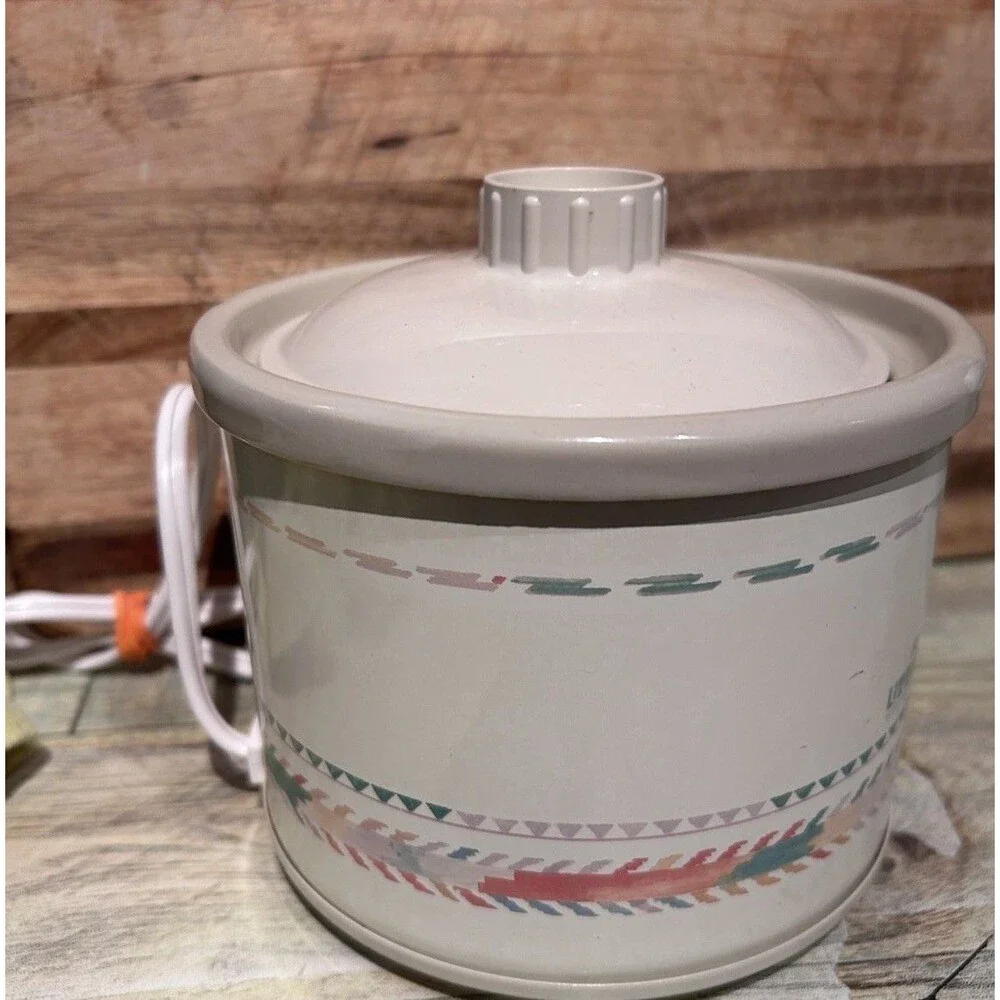 Rival Little Dipper Mini Crock Pot #3204 w/Lid Southwest Design Stoneware Server